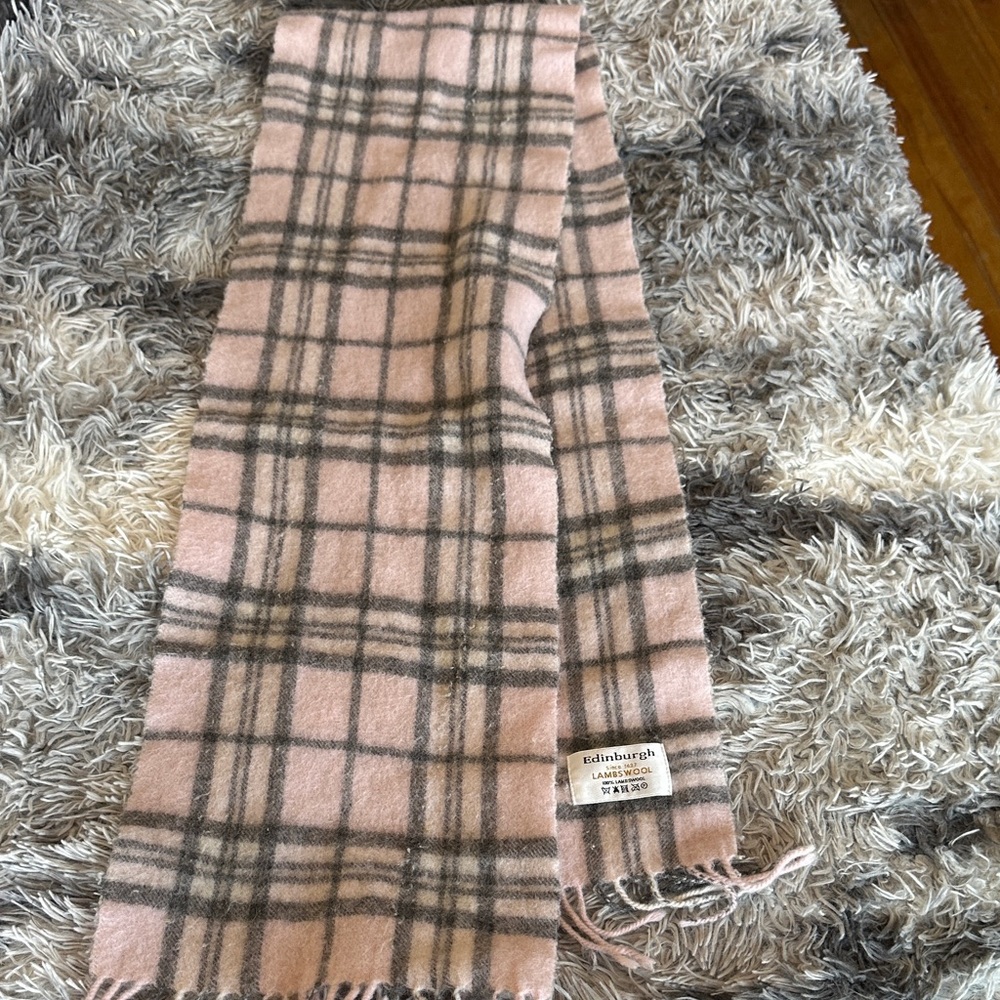 UNISEX Pink and Gray Plaid Scarf